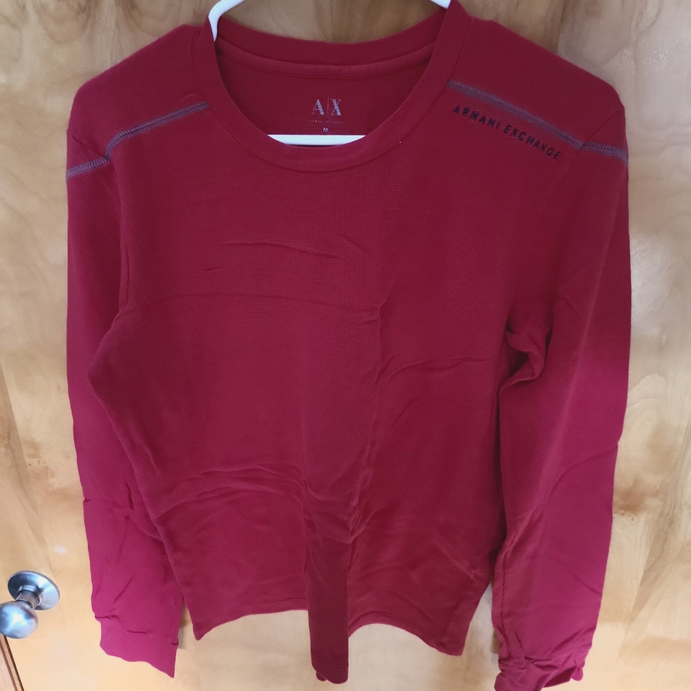 Armani Exchange Long Sleeve T-Shirt. Medium. Red